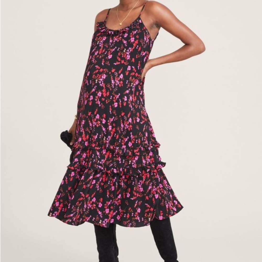 Hatch 0 Maternity Black Pink Falling Bouquet Yuni Dress